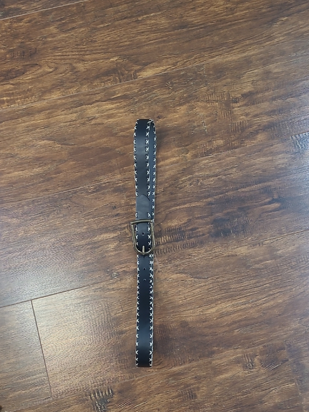 Men's Black Manmade Belt with White Stitch Detail Size Xl I